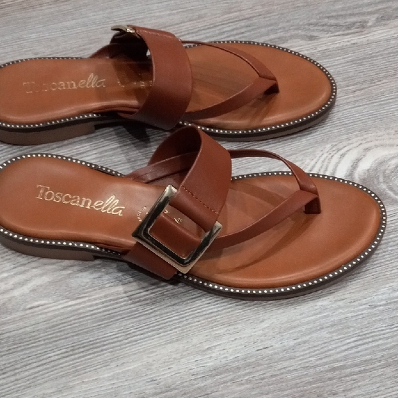 Toscanella Corinne Flat Sandal Women's Brown Sandals Size 9.5 - Picture 5 of 14